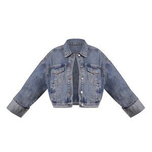 NWT PrettyLittleThing Vintage Turn Up Cuff Denim Jacket